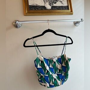 Zara Blue, Green & Cream Printed Crop Cami